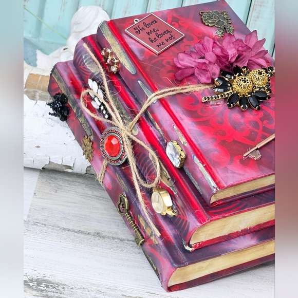Altered Book Set, Farmhouse Decor,Book Stack, Vintage Books - Picture 4 of 9